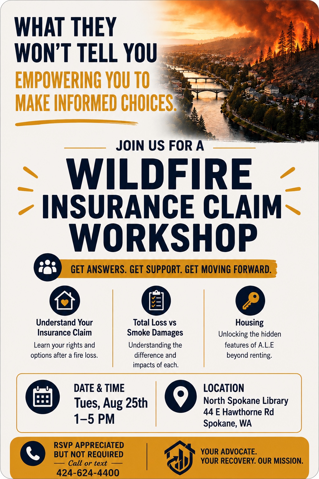 Wildfire Insurance Claim Workshop flyer